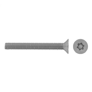 CSK head security screws with six lobe drive + pin