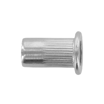 Blind rivet nuts with flat head, straight shank, open type knurled