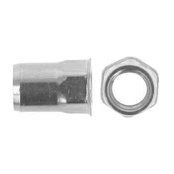 Blind rivet nuts with small CSK, partial hexagon, open type